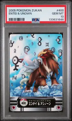 2005 CARDDASS POKEMON ADVANCED GENERATION ZUKAN CARD #400 ENTEI & UNOWN PSA 10 - Image 1