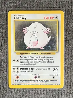 Chansey 3/102 Base Set Holo Rare Pokemon Card 1999 WOTC TCG Vintage Pokemon - Image 2