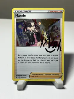 Pokemon TCG Marnie SWSH120 Black Star Promos Holo Card Near Mint Condition - Image 1