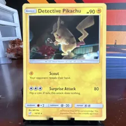 Pokemon Detective Pikachu Holo Rare Card 10/18 HP 90 Surprise Attack 80 - Image 1