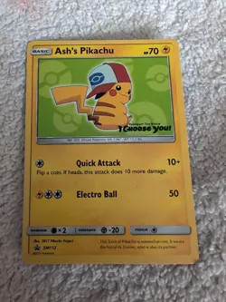 Ash's pikachu SM112 BLACK STAR PROMO CARD - Image 1