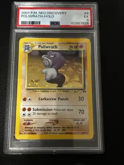 Full Card Holo Bleed Error - Poliwrath 9/75 Neo Discovery Holo Swirls PSA 5 WOTC - Image 1