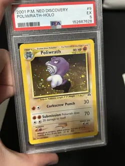 Full Card Holo Bleed Error - Poliwrath 9/75 Neo Discovery Holo Swirls PSA 5 WOTC - Image 2