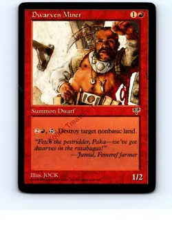 Dwarven Miner Red Uncommon Mirage MTG MP-LP VG/VG+ - Image 1