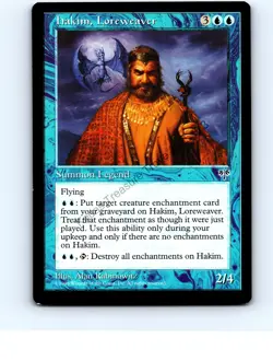 Hakim, Loreweaver Blue Rare Mirage MTG NP Near Mint or Better - Image 1