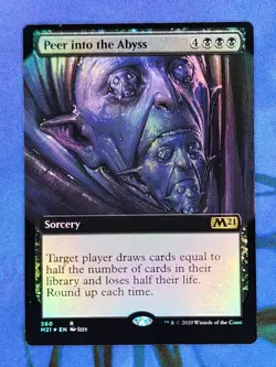 1x FOIL Peer into the Abyss, LP (see photos), M21, Magic: the Gathering, MtG - Image 1