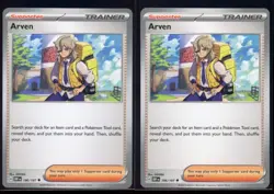 2x Arven Playset x2 186/197 Obsidian Flames Uncommon Trainer NM Pokemon TCG - Image 1