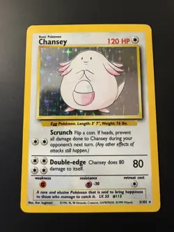 Chansey 3/102 Holo Holo Rare Base Set Unlimited Pokemon DMG - Image 2