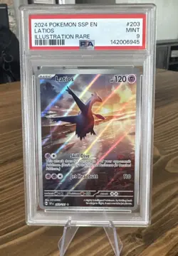 POKEMON 2024 SURGING SPARKS LATIOS ILLUSTRATION RARE 203 PSA 9 - Image 1