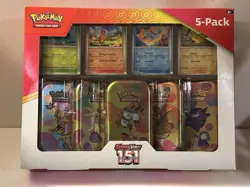 Pokemon TCG 151 Mini Tin Set Costco Exclusive 5-Pack Factory Sealed S&V - Image 1