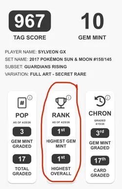 2017 POKEMON SUN & MOON GUARDIANS RISING SECRET #158 FULL ART/SYLVEON GX TAG 10 - Image 3