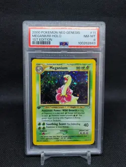 2000 Meganium 11/111 1st Edition Neo Genesis Holo Rare PSA 8 Pokemon TCG - Image 1