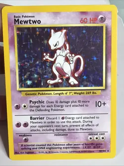 Mewtwo Base Set Holo Rare Unlimited Pokemon Card 10/102 Moderately Played - Image 1