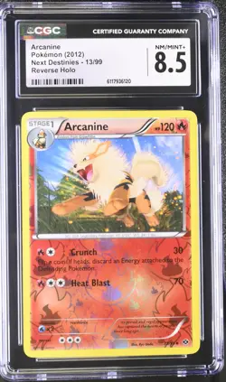 CGC 8.5 Arcanine 2012 Next Destinies 13/99 Reverse Holo Pokemon Card - Image 1