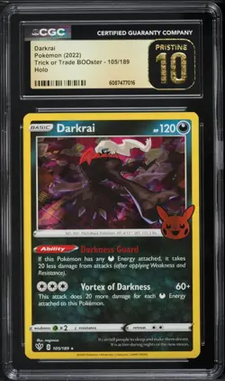 CGC Pristine 10 Darkrai Holo Trick or Trade Booster 2022 Pokemon Card #105 - Image 1
