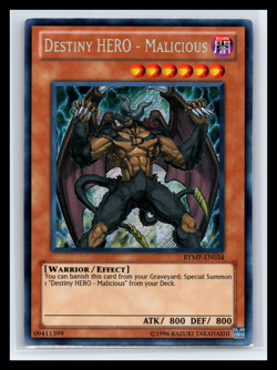 Yugioh Destiny HERO Malicious RYMP-EN034 Unlimited Secret Rare Card TCG CCG NM - Image 1