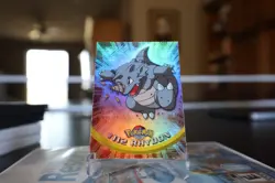 Topps Pokemon Card Rhydon #112 Rainbow Holo Blue Label First Print - Image 1