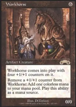Heavy Play, Portuguese MTG Regular Workhorse Exodus Magic the Gathering - Image 1