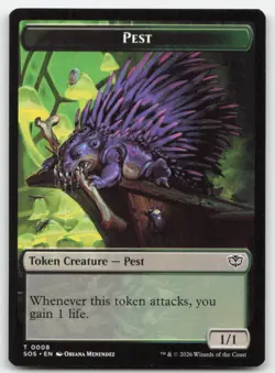 Professor Dellian Fel // Pest Double-Sided Token 13-8 SOS Magic MTG NM - Image 2