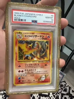 Pokemon Blaine’s Charizard Japanese Gym FIRE SPIN SWIRL 🌀 Holo PSA 10 #006 - Image 1