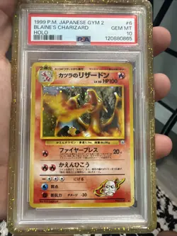 Pokemon Blaine’s Charizard Japanese Gym FIRE SPIN SWIRL 🌀 Holo PSA 10 #006 - Image 2