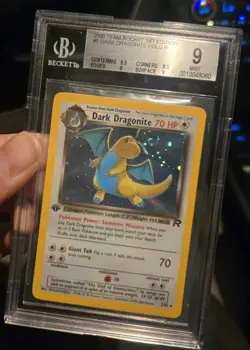 Pokemon Bgs 9 Team Rocket 1st Edition Dark Dragonite 5/82 Vintage Swirl! - Image 1