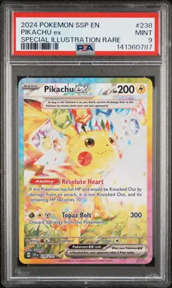 2024 POKEMON SSP EN-SURGING SPARKS SPECIAL ILLUSTRATION RARE PIKACHU EX PSA 9 - Image 1