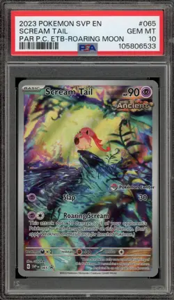 Pokemon Center Stamp Promo Scream Tail Paradox Rift Roaring Moon ETB #065 PSA 10 - Image 1