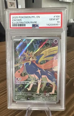 2025 POKEMON PFL EN-PHANTASMAL FLAMES ILLUSTRATION RARE #100 ZACIAN PSA 10 - Image 1