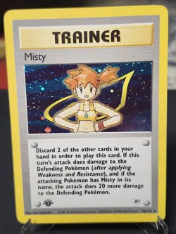 Misty 18/132 - 1st Edition Holo Rare - Vintage Pokemon TCG: Gym Heroes - NM/LP - Image 1