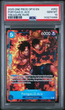 2025 ONE PIECE OP10-ROYAL BLOOD TREASURE RARE #052 PORTGAS D. ACE PSA 10 GEM MT - Image 1