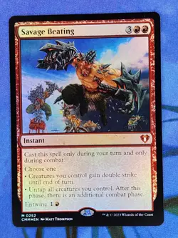 1x FOIL Savage Beating, NM, CMM, Magic: the Gathering, MtG - Image 1