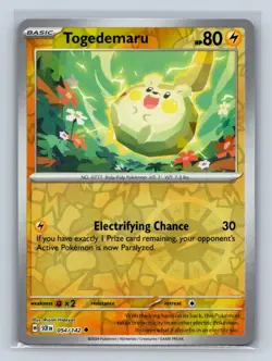Togedemaru Reverse Holo SV07: Stellar Crown #054/142 Pokemon TCG NM - Image 1