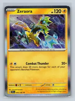 Zeraora #055/142 SV07: Stellar Crown Holo Rare Pokemon TCG NM - Image 1