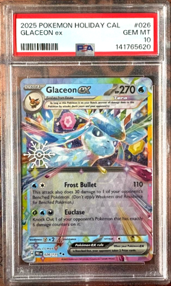 GLACEON EX #026 - PSA 10 - HOLIDAY CALENDAR - 2025 POKEMON TCG PRISMATIC - Image 1