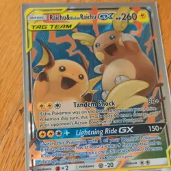 Pokemon TCG Raichu & Alolan Raichu GX 54/236 Sm-Unified Minds Holo - Image 1