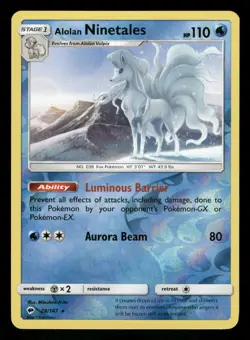 Alolan Ninetales 28/147 NM Rare Reverse Holo Burning Shadows 2017 Pokemon TCG - Image 1