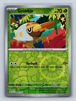 Grubbin Reverse Holo SV07: Stellar Crown #009/142 Pokemon TCG NM - Image 1