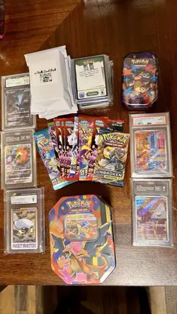 INVESTMENT GRADE Pokemon Grail Box! 🔥 Slab PSA/CGC/TAG + Sealed TCG Tin + 2 Pks - Image 1