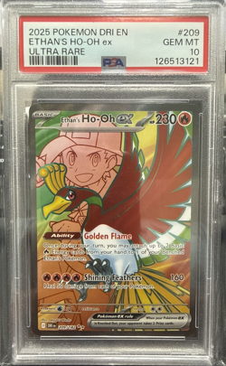 2025 Pokemon SV Destined Rivals Ethan's Ho-Oh ex #209/182 PSA 10 - Image 1