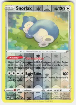 Snorlax 131/185 Holo Rare Vivid Voltage Pokemon Reverse Holo Lightly Played - Image 2
