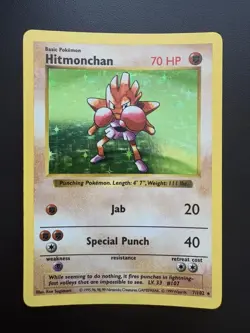 Pokemon TCG: 1999 Base Set Shadowless Hitmonchan (7/102) - NM/LP - Image 1