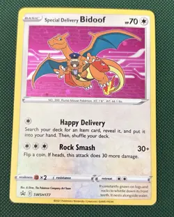 Pokemon Special Delivery Bidoof SWSH177 Holo Promo Card | Sword & Shield | NM - Image 1