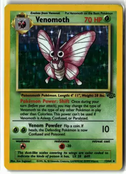 Venomoth ⭐ 13/64 Holo Rare Jungle 1999 Pokemon LP - Image 1