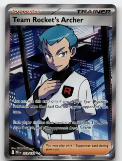 TEAM ROCKET'S ARCHER 223/182 ULTRA RARE DESTINED RIVALS POKEMON NEAR MINT - Image 2