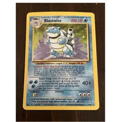 Pokemon Blastoise 2/102 Base Set Holo Rare English 1999 HP100 Stage 2 - Image 1