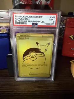 2021 Pokemon SWSH BSP Celebrations Ultra Premium Coll #146 FA Poke Ball PSA 9 - Image 1