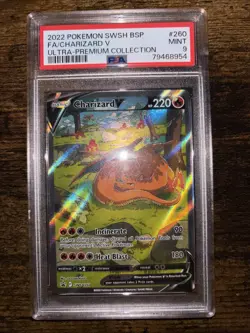 Pokemon TCG Charizard v SWSH Black Star Promos Holo Card SWSH260 PSA 9 - Image 1