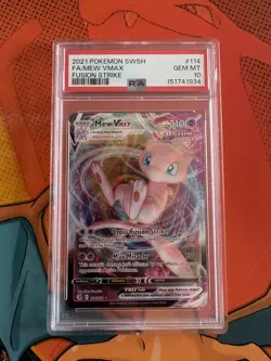 Pokemon TCG Fusion Strike Mew VMAX Ultra Rare Card 114/264 PSA 10 - Image 1