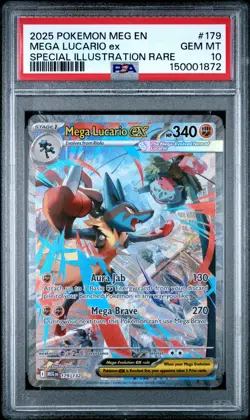 2025 POKEMON MEG EN-MEGA EVOLUTION #179 MEGA LUCARIO EX PSA 10 - Image 1